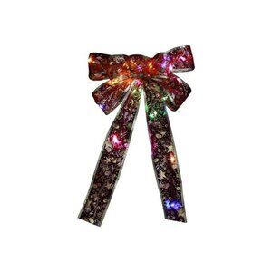 LED Lighted Bowknot Christmas Tree Topper Decorative Bows, Christmas Glitter bow